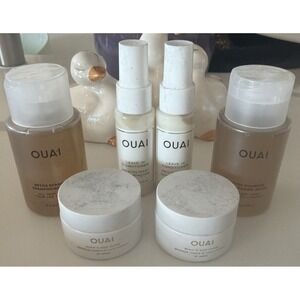 OUAI Travel Haircare Set 6 Pc 2x‎ Leave In Conditioner Detox Shampoo Scalp Scrub